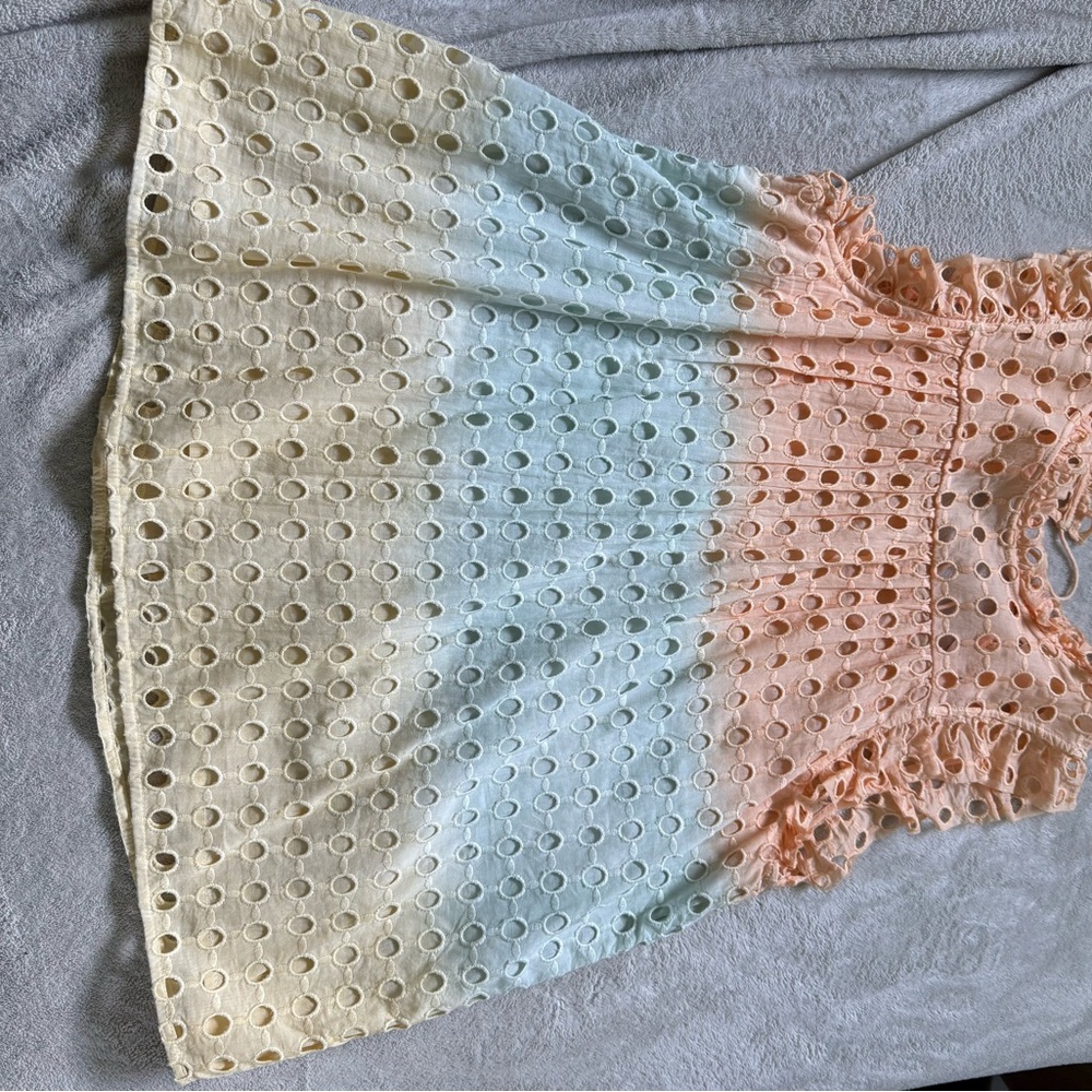 Ollari Peach Eyelet Top